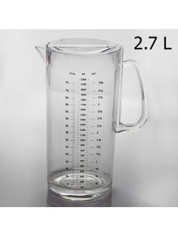 Light plastic Pitcher Measure 2.7 Litres with lid and handle 1610-571