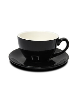coffee cup 150 ML. Size M (Black-inside white) with Saucer