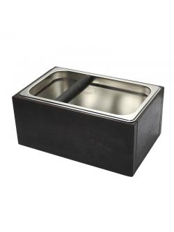 อ่างเคาะกากกาแฟ +กล่องไม้ตั้งอ่างเคาะกาก สูง 12.5 สี่เหลี่ยมผืนผ้า (ไม้สีแดงออกดำ) 1610-527