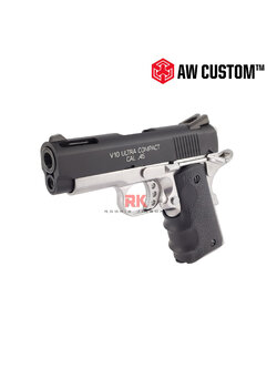 AW NE1004 M1911 Springfield V10 Ultra Compact .45ACP GBB - Silver Frame. Black Slide