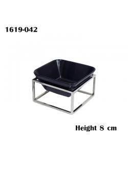 Square Stainless steel stand,including ceramic black color plate height 8 cm. 1619-042
