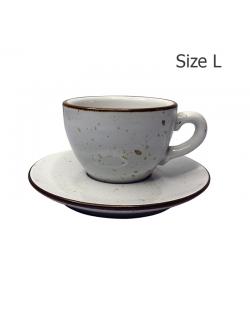 Coffee cup 230 CC. Size L (White spot) with Saucer 1618-063