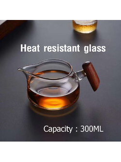 แก้วทนความร้อนด้ามไม้จันทน์ แก้วชงชา แก้วดริป สไตล์ญี่ปุ่น 300 ml.