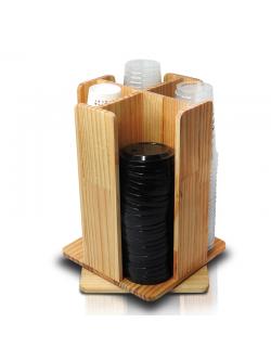 ที่ใส่แก้วกาแฟ หรือ แก้วเครื่องดื่มพลาสติก ไม้ 4 ช่อง ฐานหมุน 360 องศา