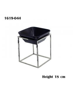 Square Stainless steel stand,including ceramic black color plate height 18 cm. 1619-044