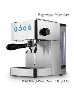 Coffee machine home Italian full semi-automatic small pump pressure steam milk foam 1450W.