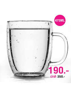 Double wall coffee glass 475 cc. with handle 1610-541