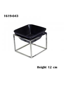 Square Stainless steel stand,including ceramic black color plate height 12 cm. 1619-043