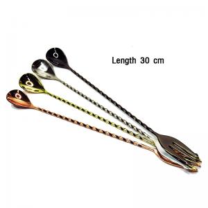 ช้อนบาร์ สีดำเมทัล ยาว 30 cm. ปลายด้ามเป็นส้อม 1630-010