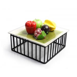 ชั้นวางสี่เหลี่ยมกรงเหล็ก+ชามเซรามิคสีขาว 1619-032