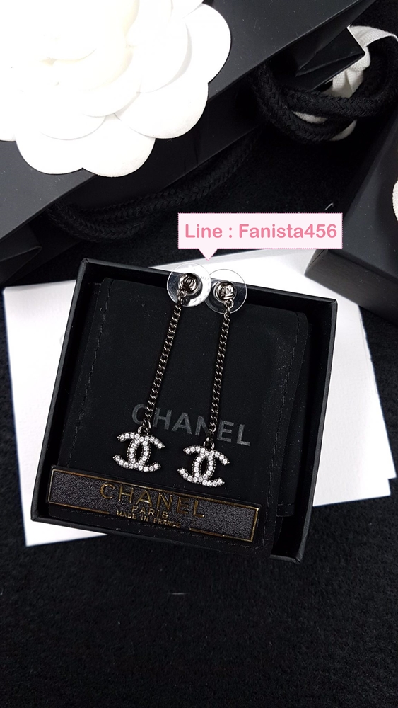 ต่างหูชาแนล ต่างหูชาแนลโซ่ยาว Chanel long Diamond Earring ต่างหูชาแนล ปั๊มLogo