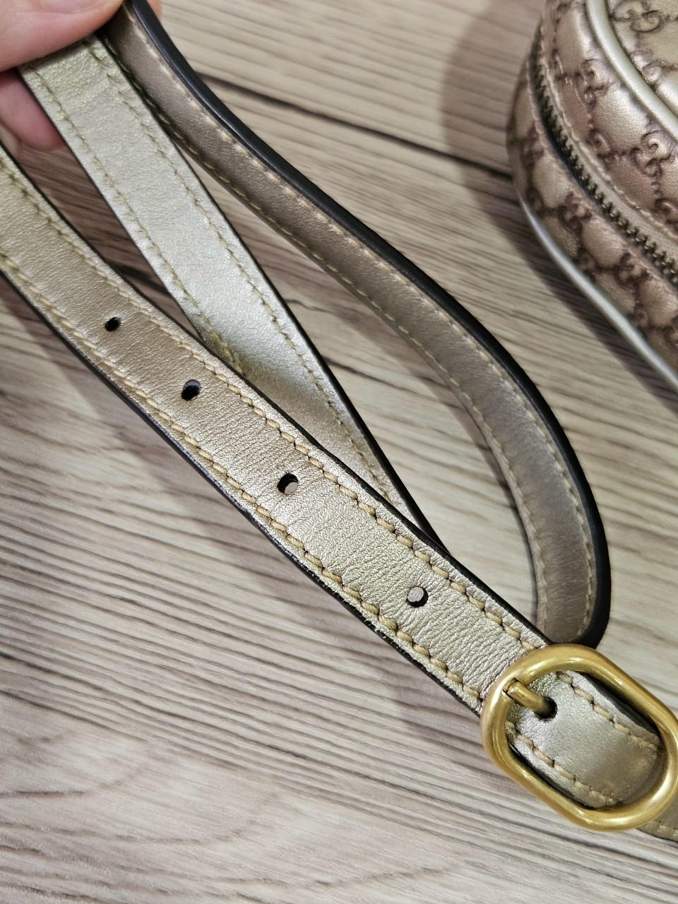 Gucci Guccissima Bamboo Metallic Gold Shoulder bag