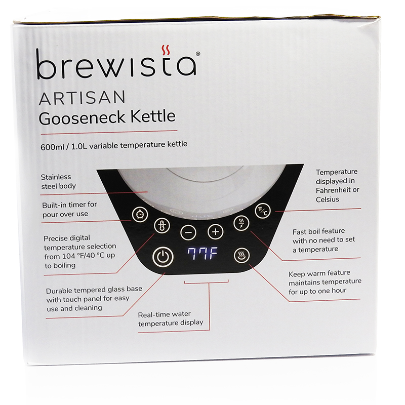 Brewista Artisan 600mL Gooseneck Variable Temperature Kettle 1614-176