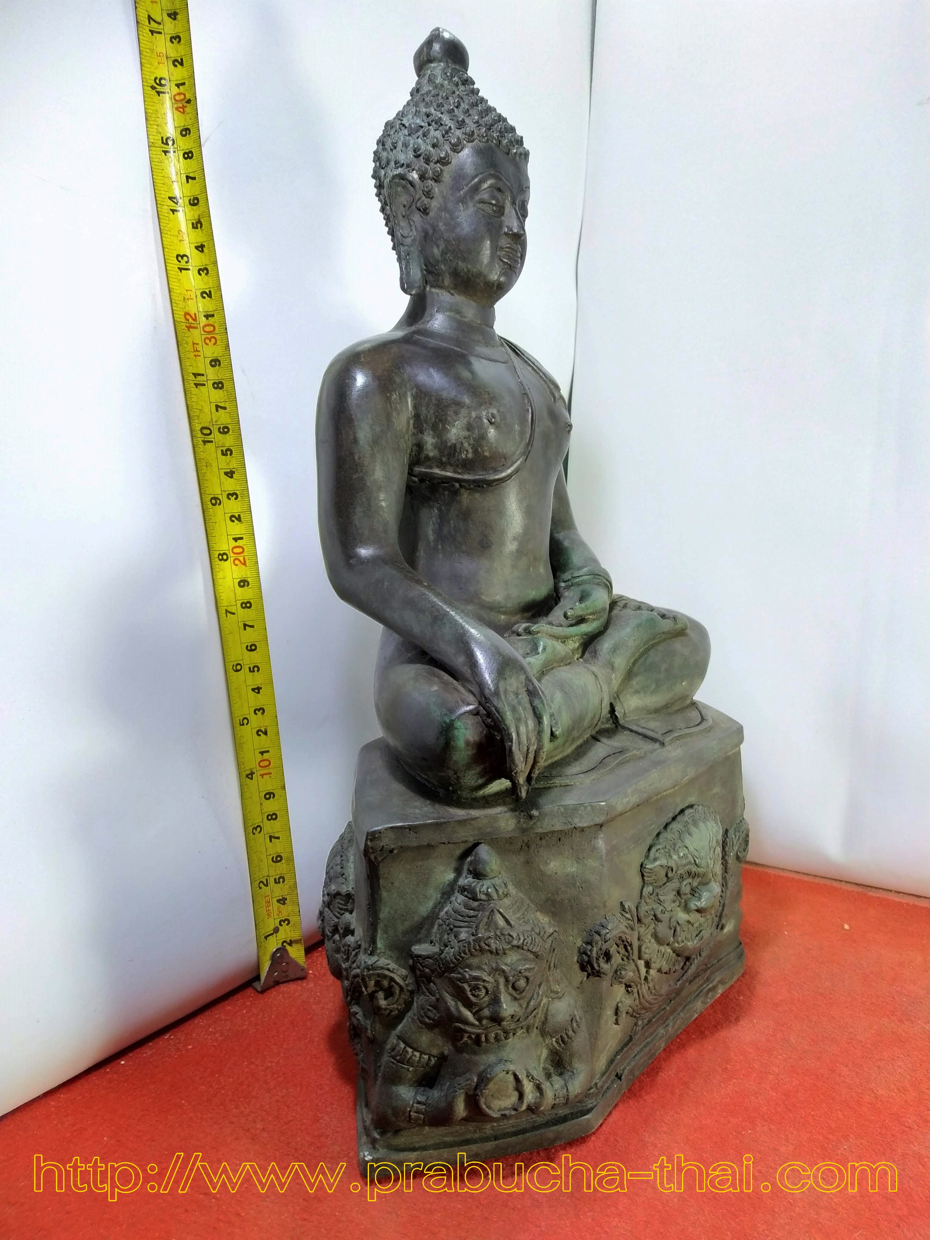 พระเชียงแสน สิงค์1 ฐานเศียรราชสิห์ ราหู หน้าตัก 9 นิ้ว เนื้อโลหะสำริด