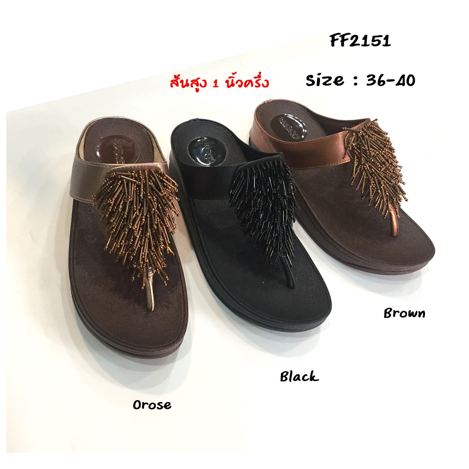 prettycomfort รองเท้าเพื่อสุขภาพ ขนาดปกติ รองเท้าแตะคีบสไตล์fitflop ประดับด้วยอะไหล่ FF2151