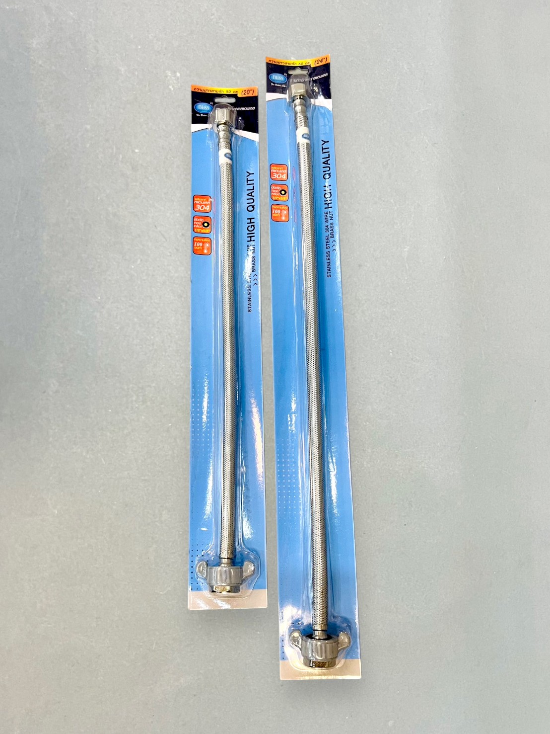 สายถักชักโครกสแตนเลส 1/2"x5/8" ตรา DUSS