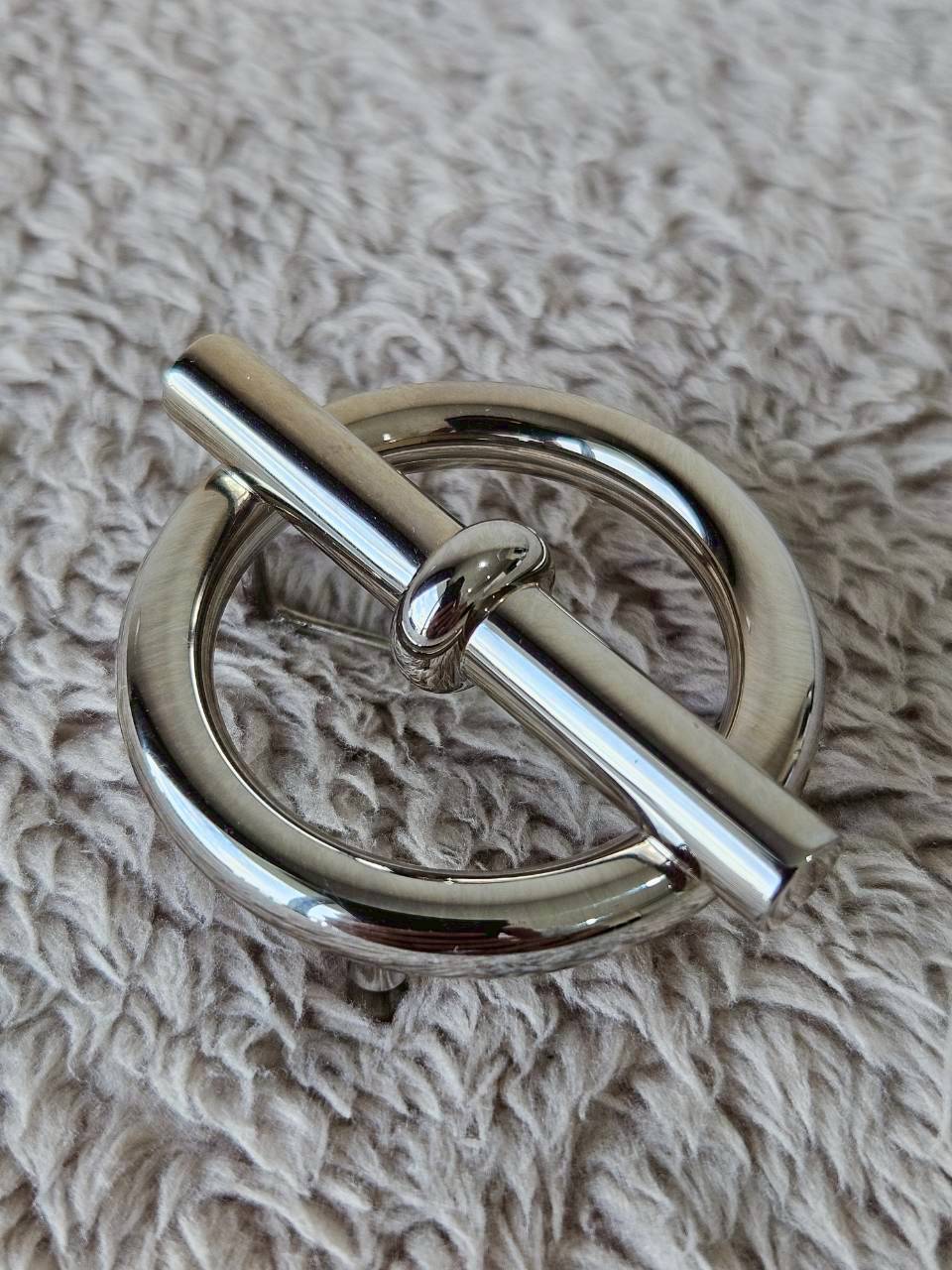 Hermes Belt 32mm หัวกลมเงิน