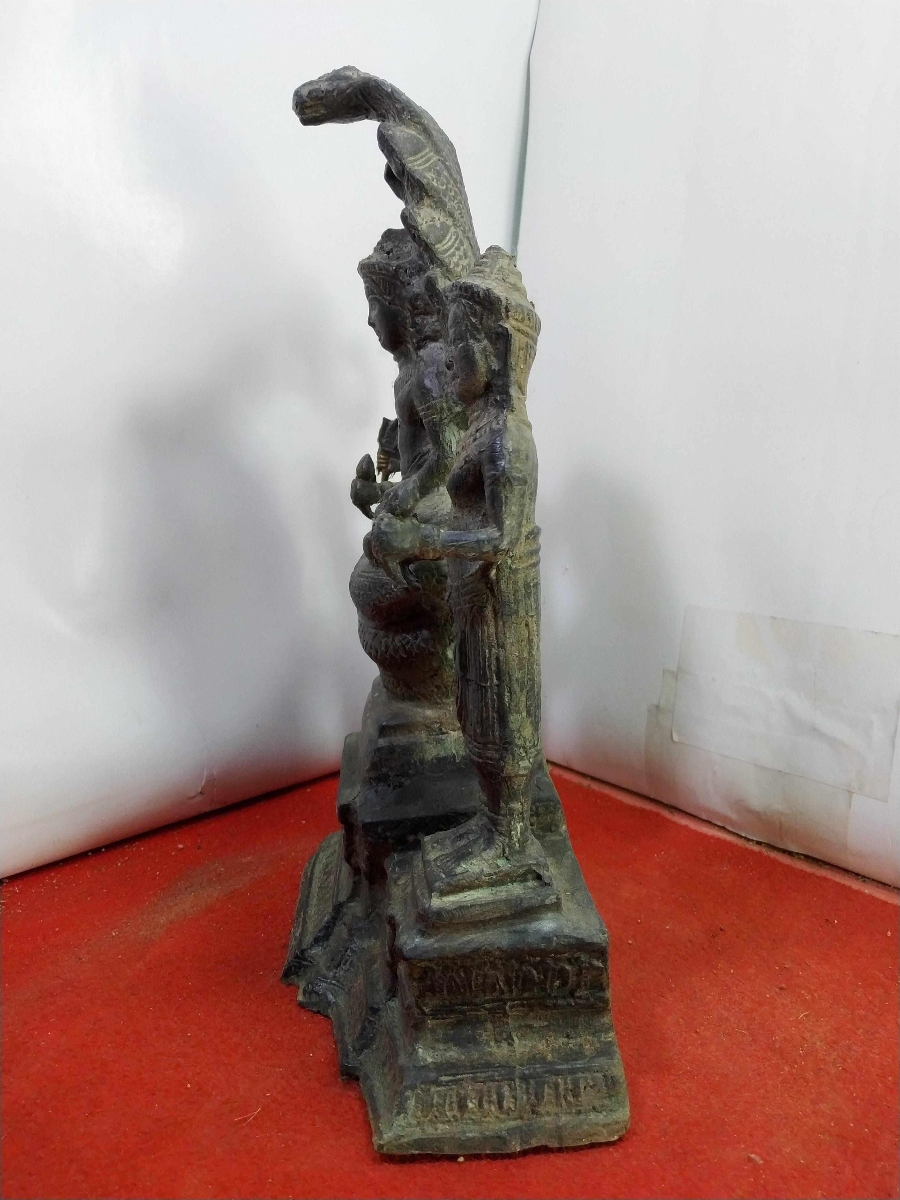 พระนาคปรก พระนารายณ์ พระแม่อุมา ทราวดี เนื้อสำริดสภาพเก่า