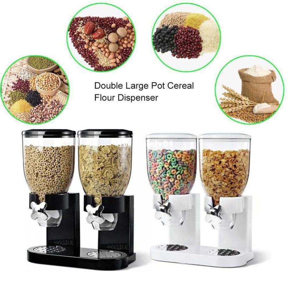 Double Pasta Cereal Dry Food Dispenser Storage Cont (Black) 1602-121-C01