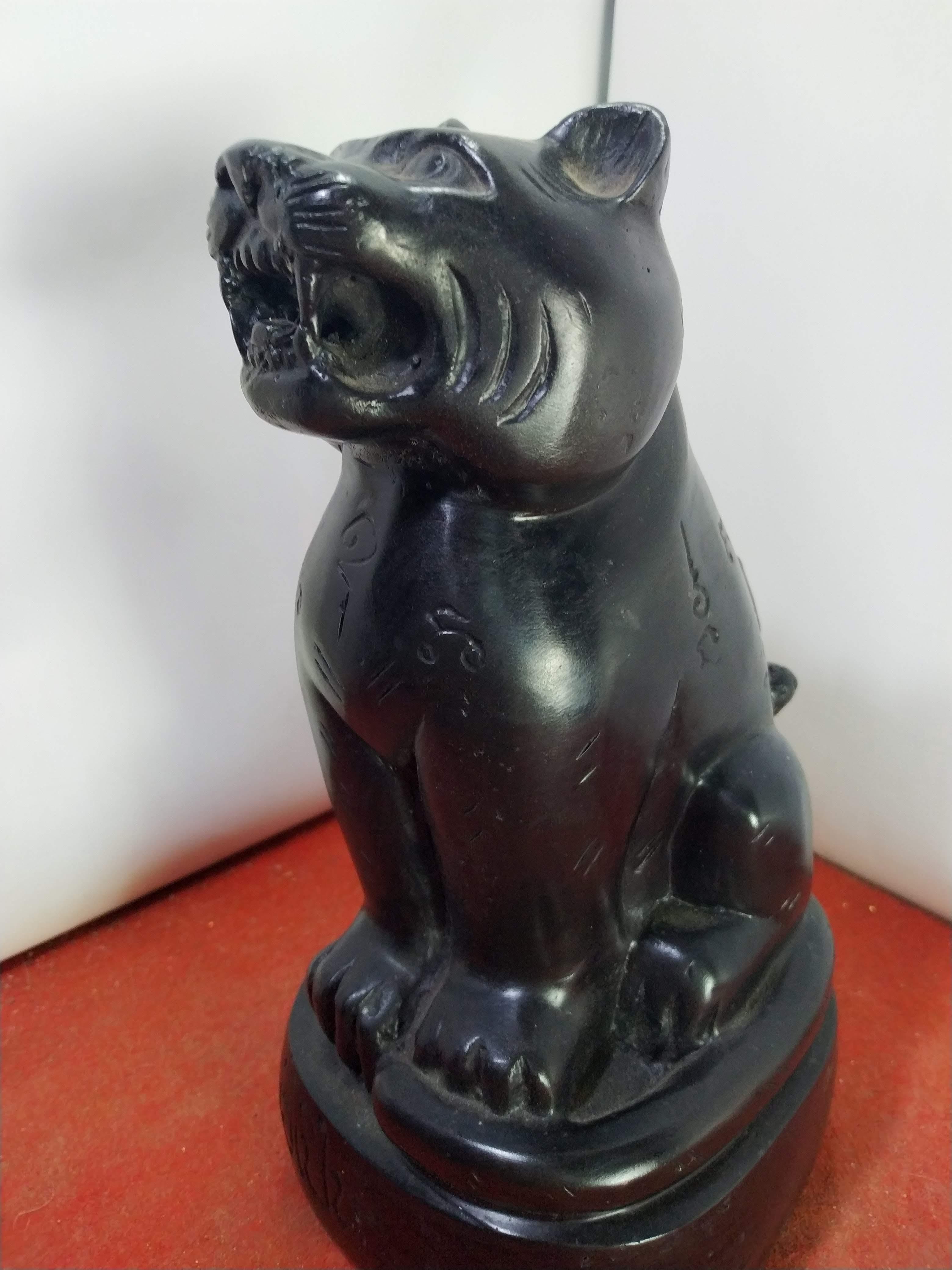 เสือ หลวงพ่อเปิ่น วัดบางพระ เนื้อโลหะสำริด สูง 9 นิ้ว