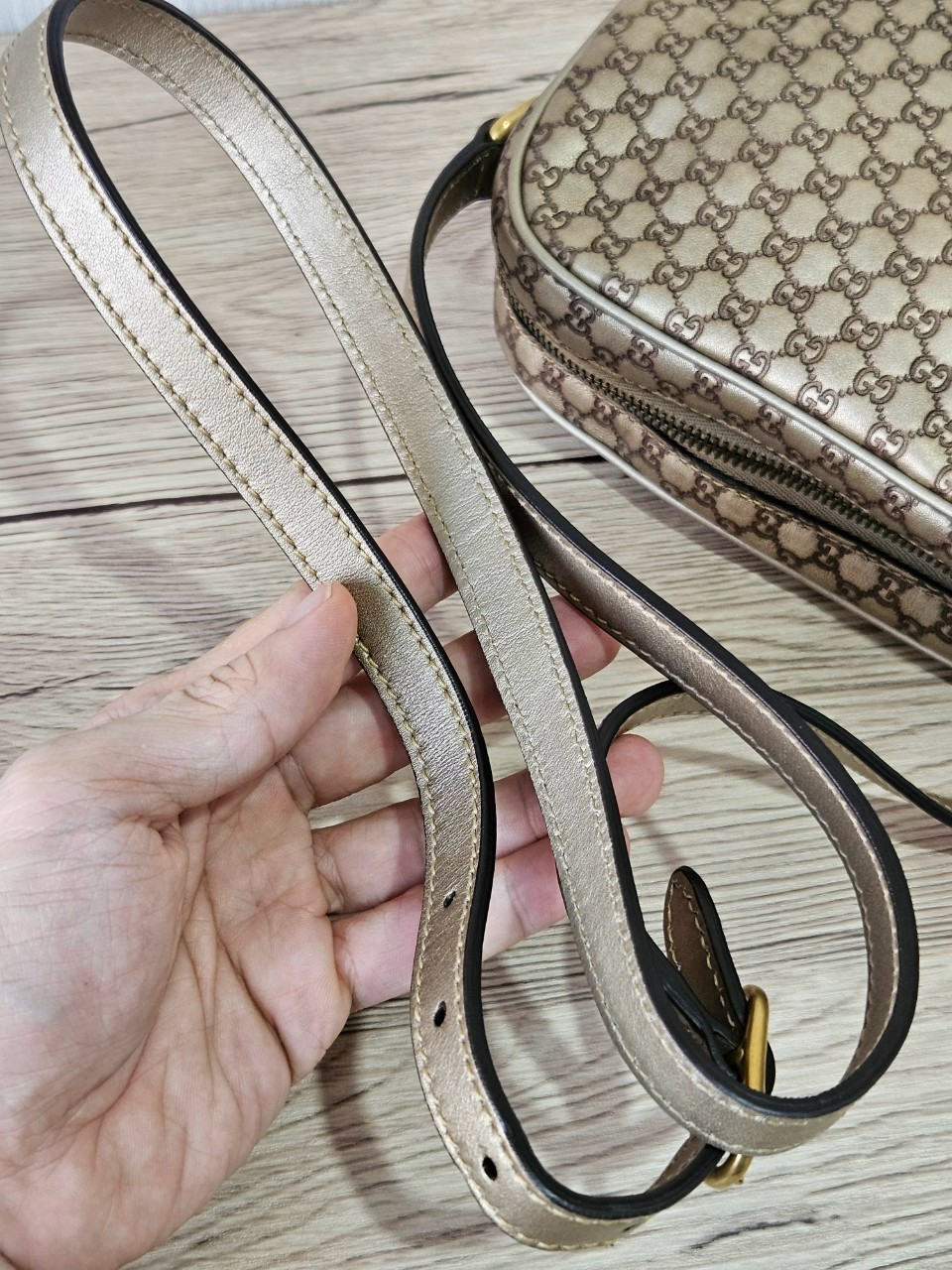 Gucci Guccissima Bamboo Metallic Gold Shoulder bag