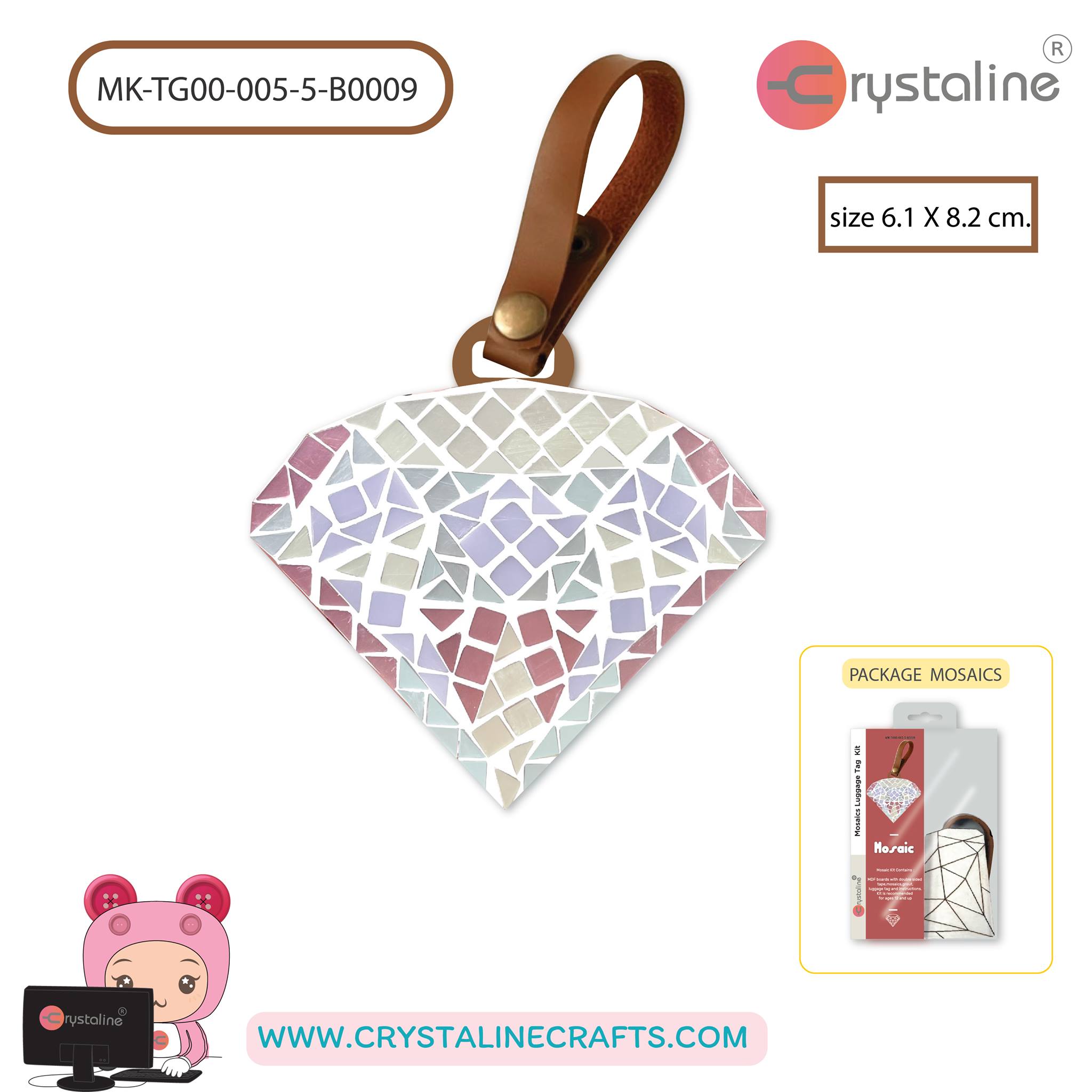 Mosaic luggage tag - Diamond (size 6.1x8.2 cm,1pc/pack)