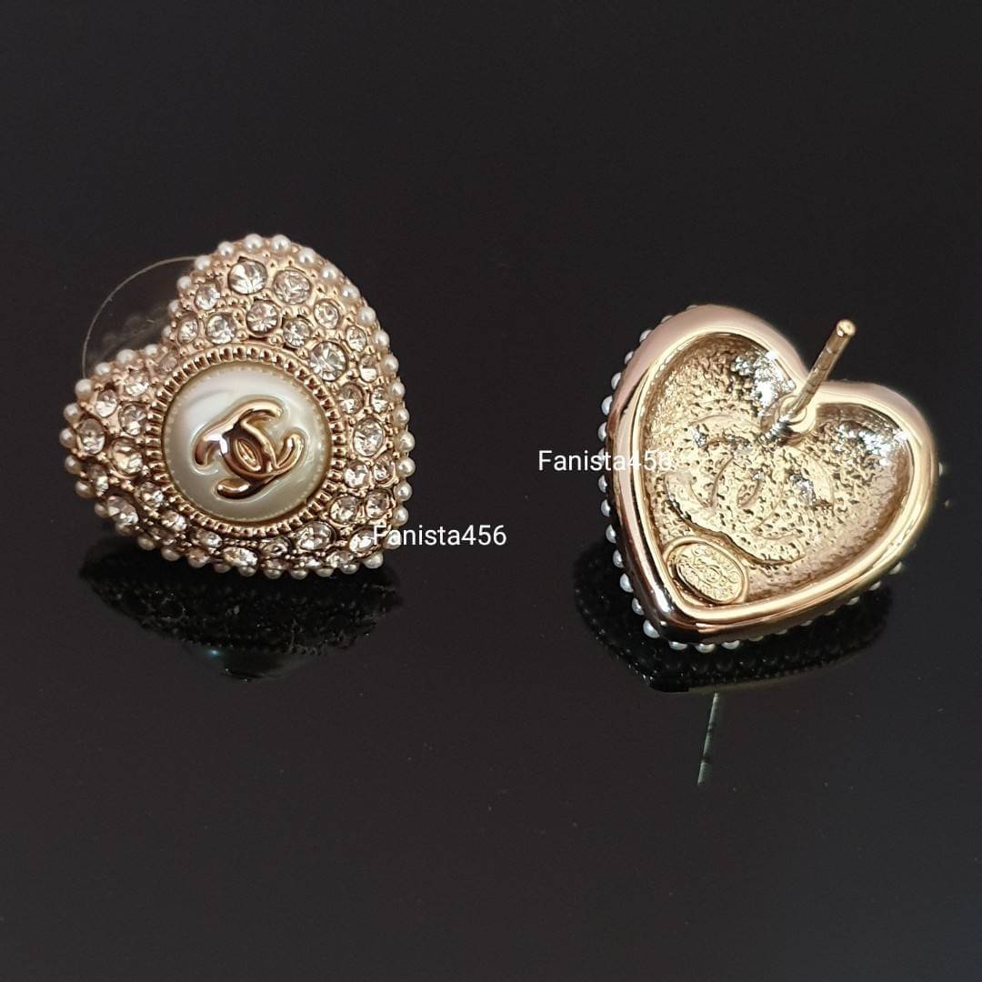 ต่างหูชาแนล Hiend ต่างหูชาแนลงาน1:1 ต่างหูหัวใจ Chanel earring heart