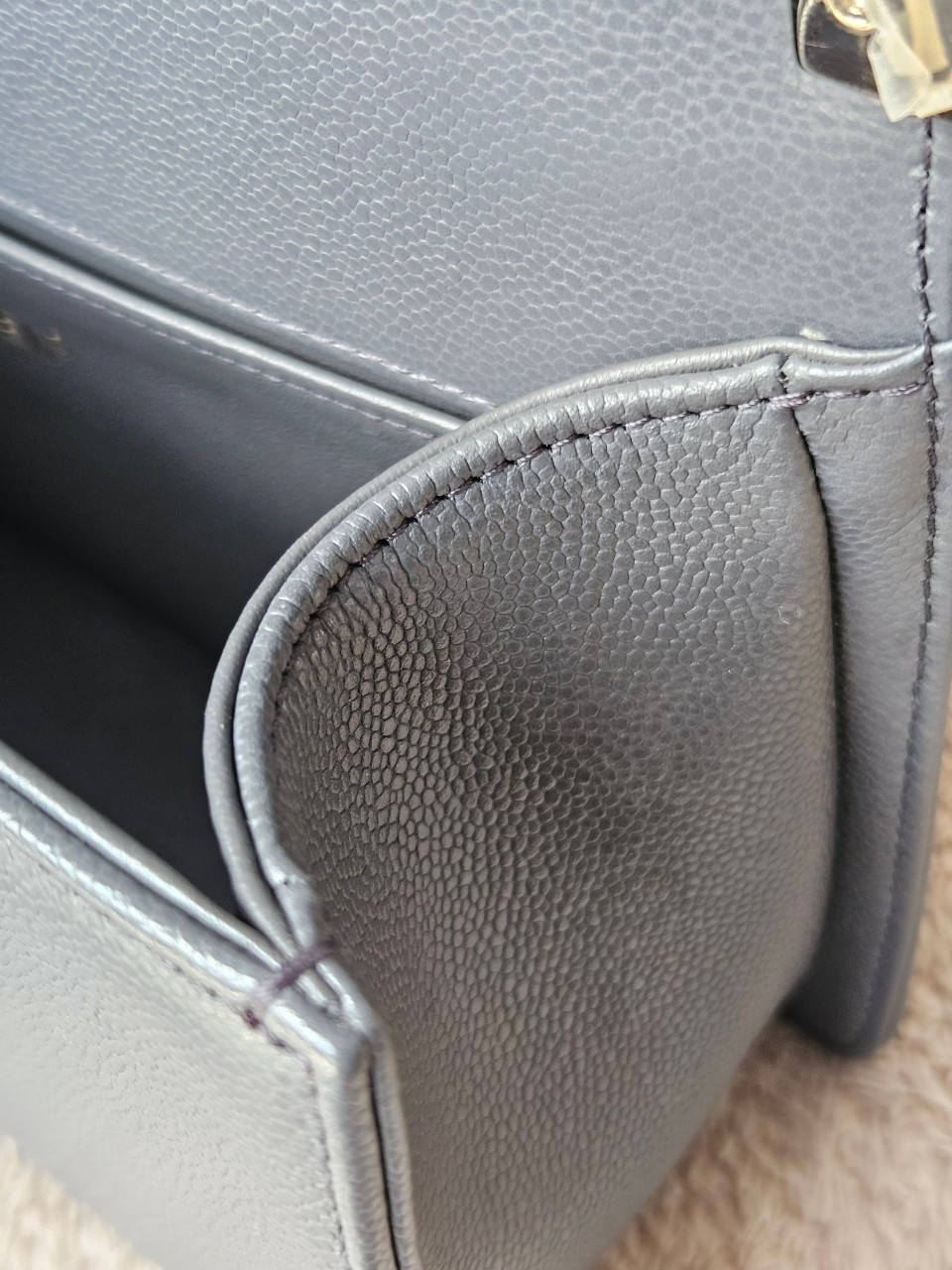 Chanel Boy 10 Cavier SHW สีเทา Microchip