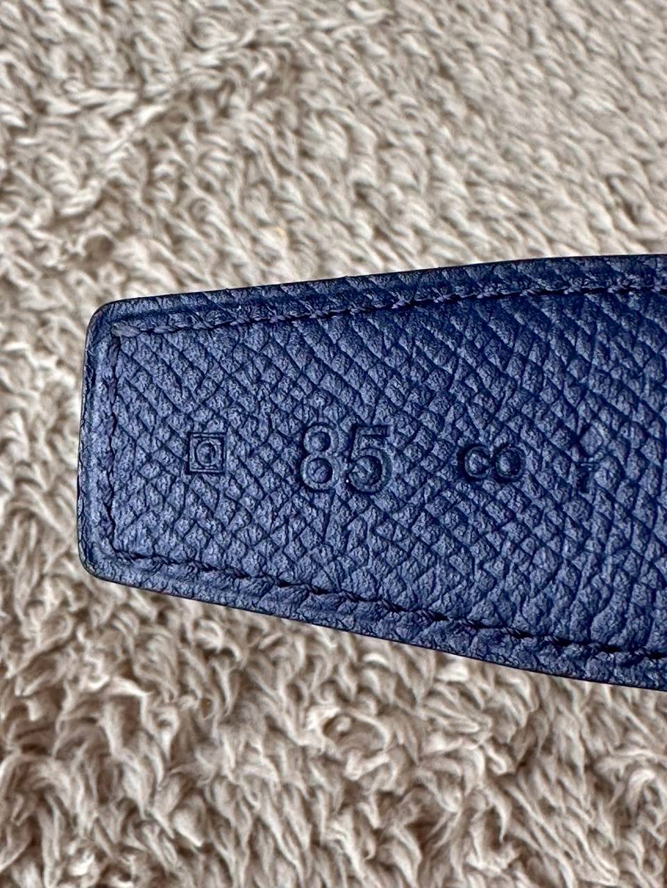 Hermes Belt สายสีเขียว/น้ำเงิน หัวกลมทอง