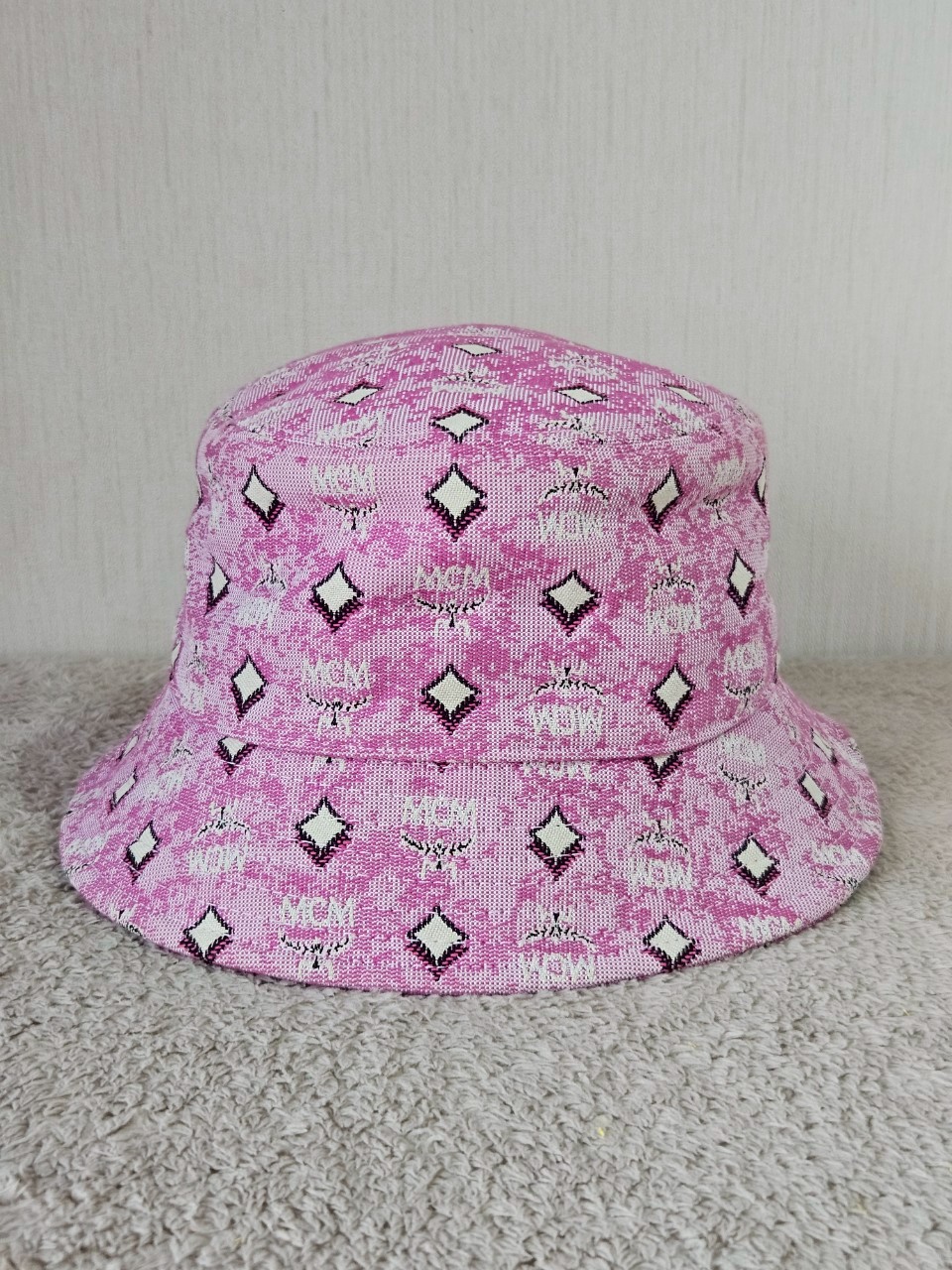 MCM One Size Bucket Hat Monogram Pink