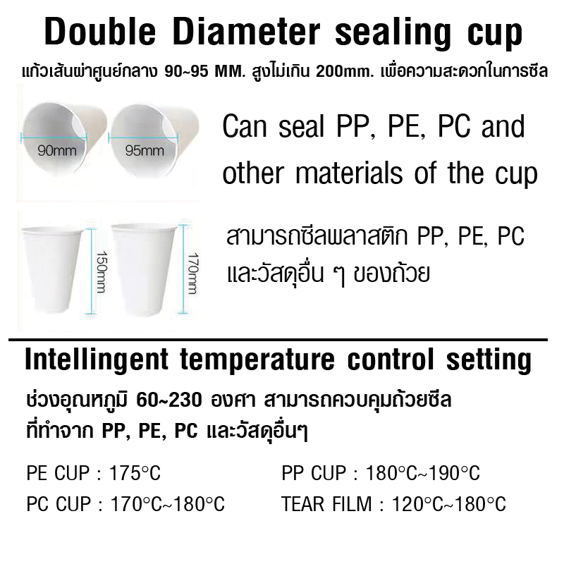 เครื่องปิดฝาแก้วอัตโนมัติ สองโหมดการทำงาน ระะบบนับจำนวน 350W