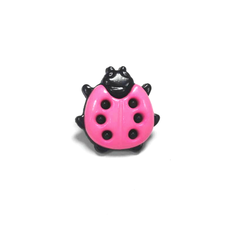 Lady bug button - Pink col. (size 25L,1pc/pack)
