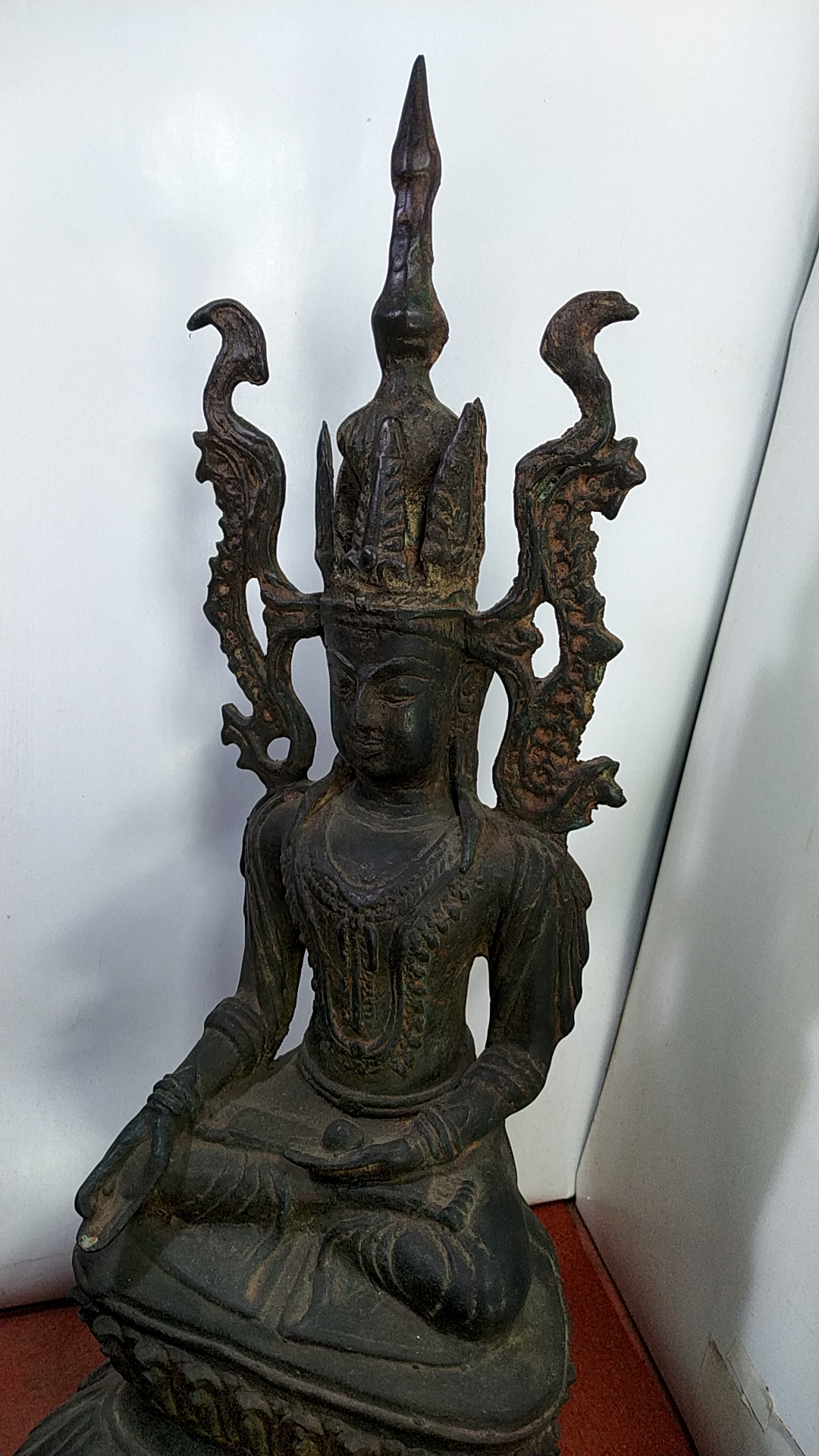 พระบูชา พระเชียงรุ้ง ทรงเครื่อง ฐานกว้าง 8 นิ้ว เนื้อโลหะสำริด