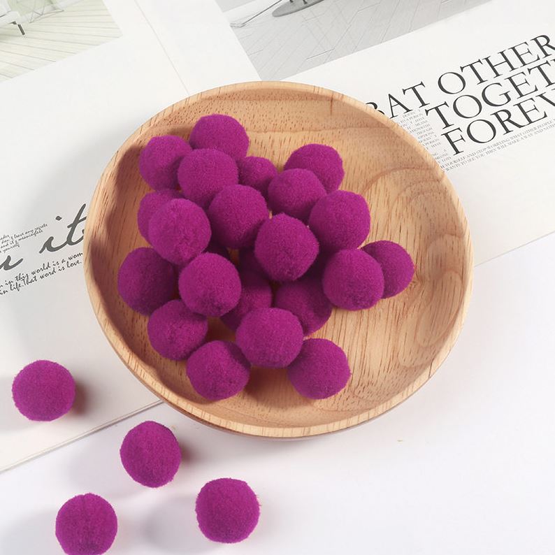 ขายส่ง(100ลูก) ปอมปอม ขนาด 2ซม. ปอมปอมตกแต่ง ปอมกำมะหยี่ สี Deep Rose No.31