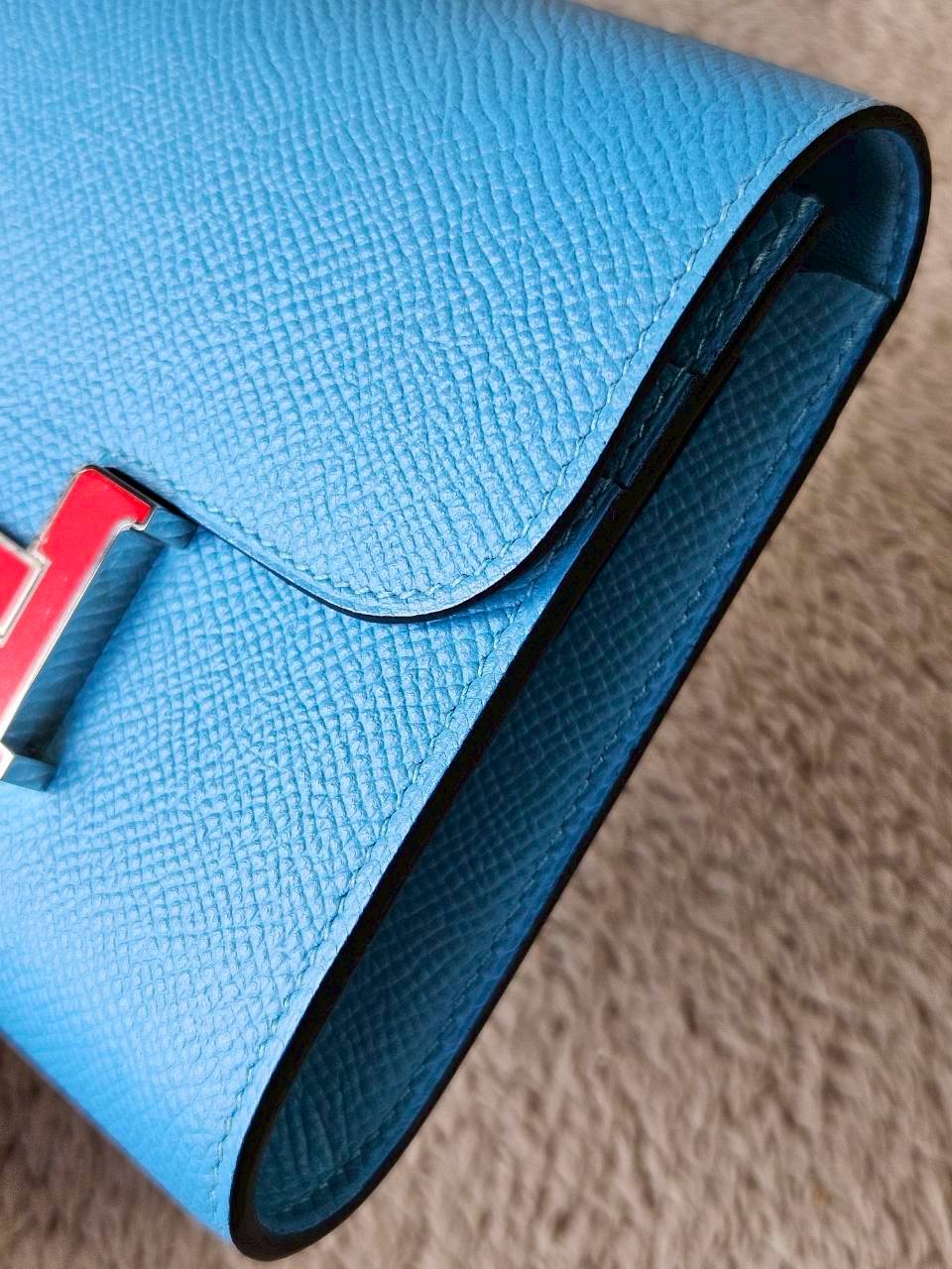 Hermes Constance Light Blue Wallet