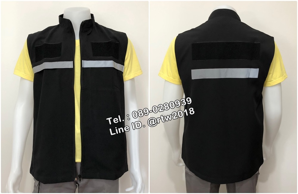 เสื้อกั๊กเจ้าหน้าที่สีดำ พร้อมที่ติดตีนตุ๊กแก (รหัส S1)