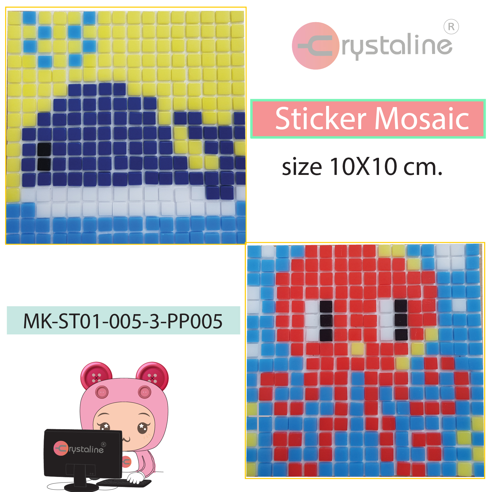 Sticker mosaic kit - Whale-squid (size 10x10 cm,1pc/pack)
