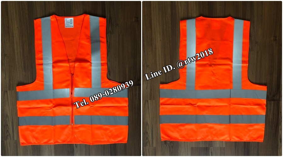 เสื้อกั๊กช่างสีส้มสะท้อนแสงเทาล้วน (รหัส Q9)