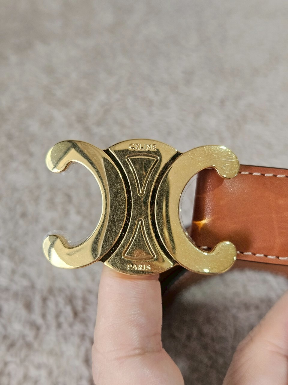 Celine Medium 25MM Triomphe Belt สีน้ำตาล