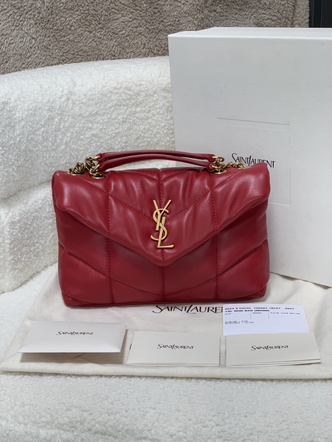 YSL Toy Puffer Mini Bag สีแดง