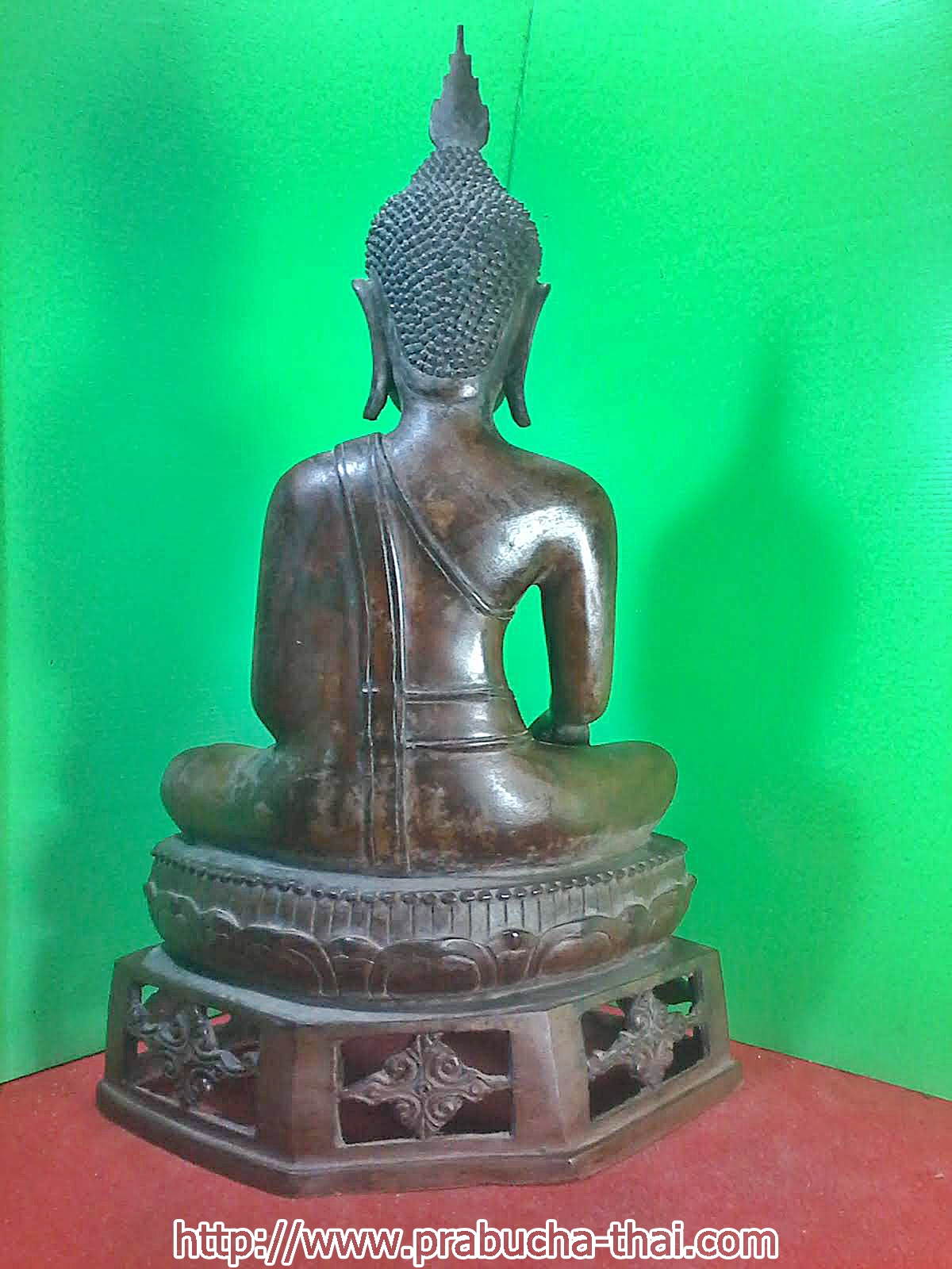 พระบูชา พระอู่ทอง ปางสดุ้งมาร ฐานฉลุลาย หน้าตัก ๙ นิ้ว เนื้อสำริด