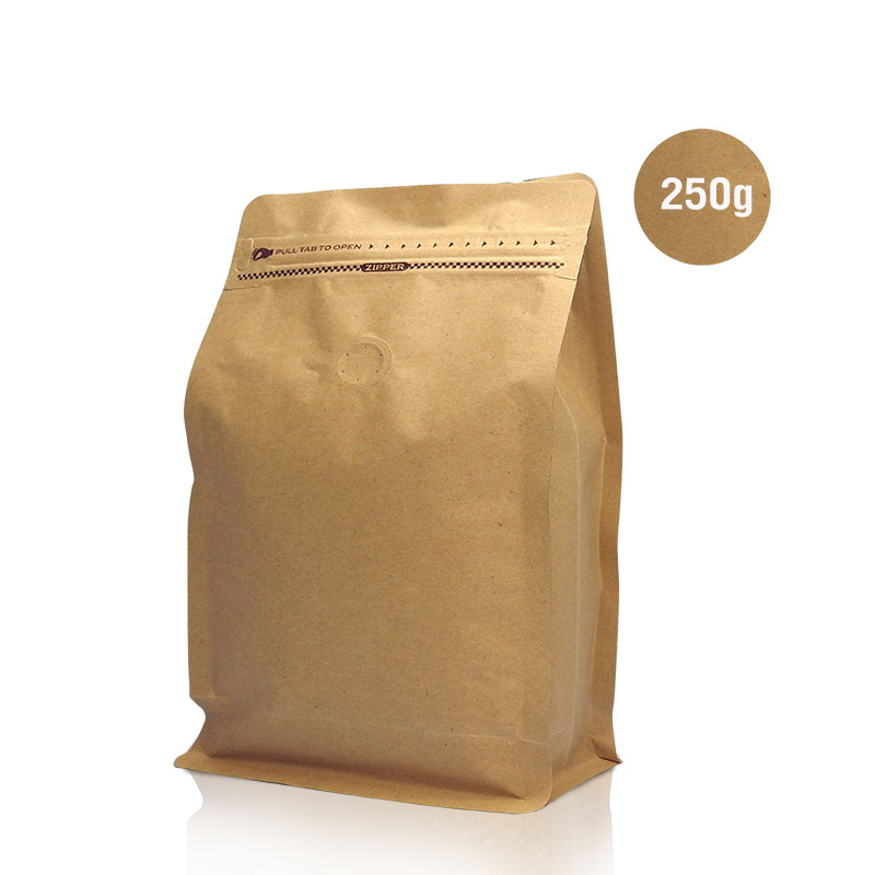 Cube Series coffee bag 250g with valve, zip lock, can stand, expandable beside (50PCS Per Pack)