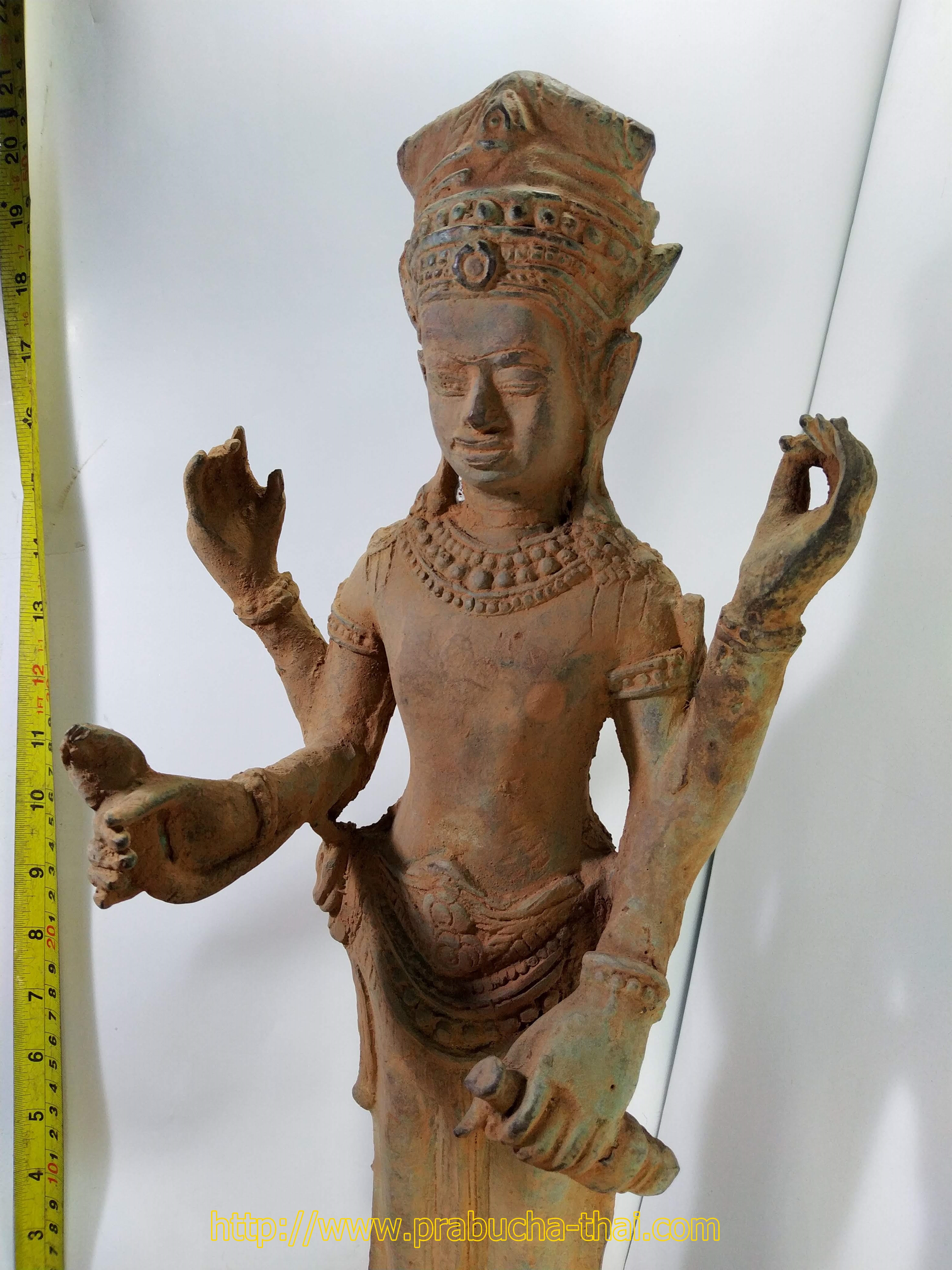 พระนางอุมา แปลงสี่กร สูง 19 นิ้ว เนื้อโลหะสำริดสภาพเก่า