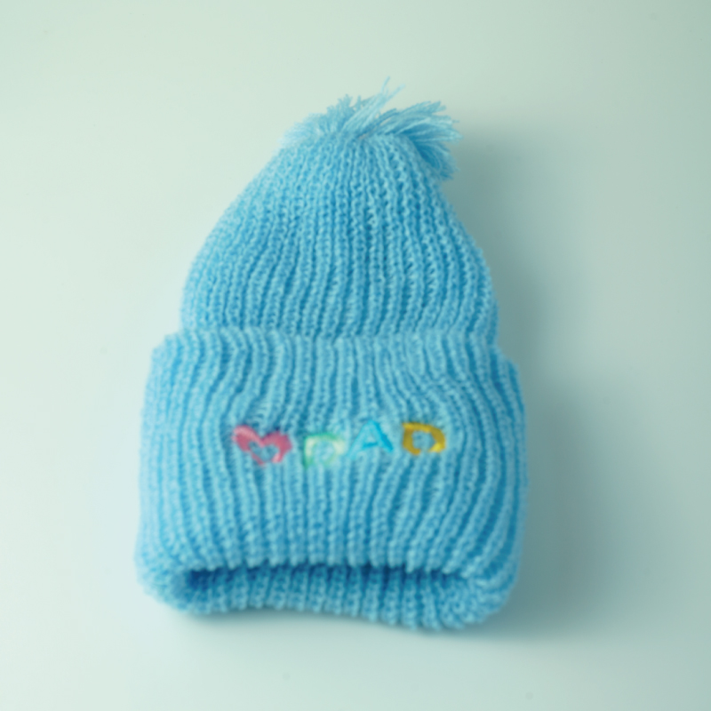 ขายส่ง หมวกไหมพรมเด็กแรกเกิด รุ่นหมวกพื้นสี ปักDAD (ราคาต่อโหล) nongnini1988