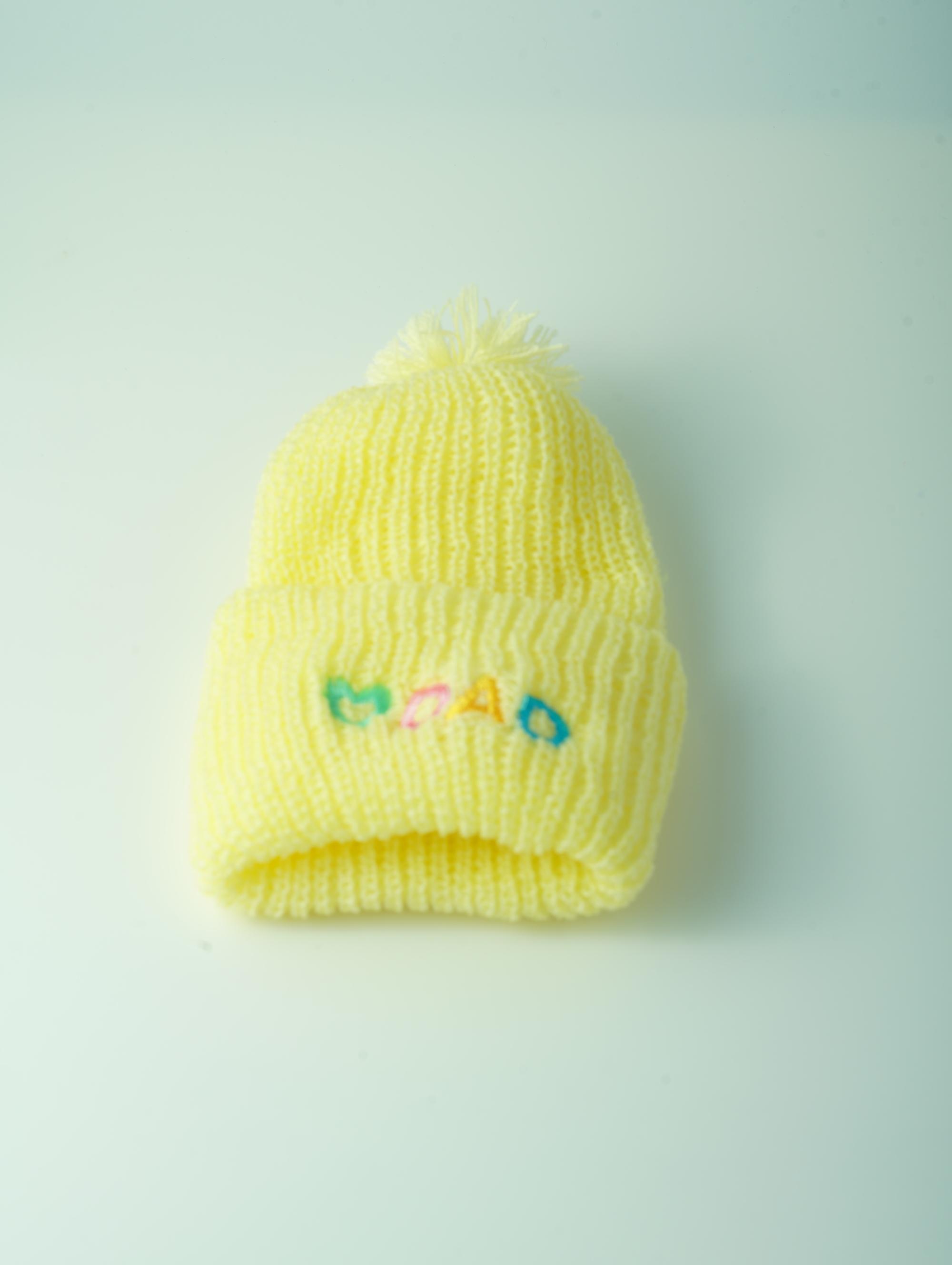 ขายส่ง หมวกไหมพรมเด็กแรกเกิด รุ่นหมวกพื้นสี ปักDAD (ราคาต่อโหล) nongnini1988