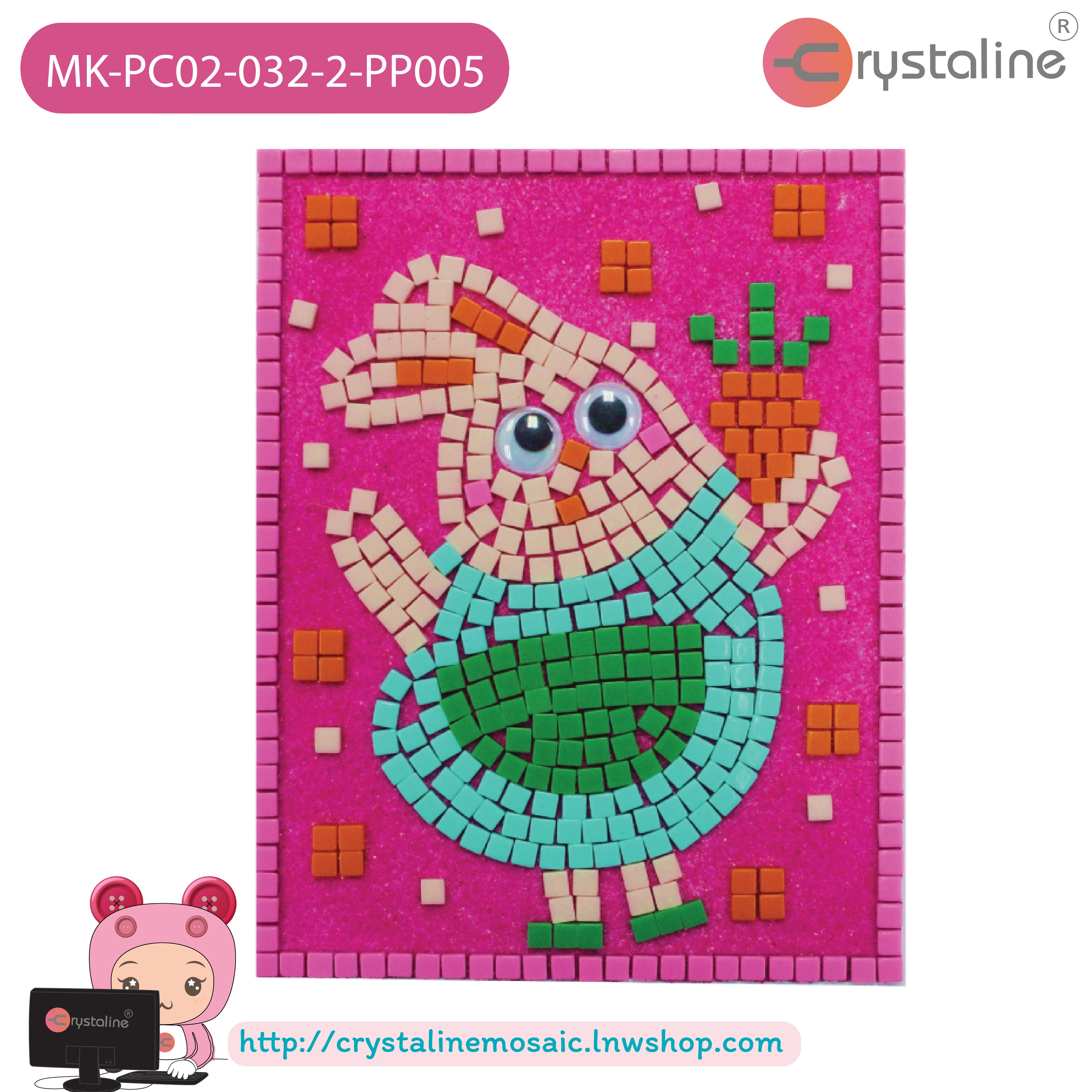 Mosaic picture by number kit - Rabbit (size 13x17 cm,1pc/pack)