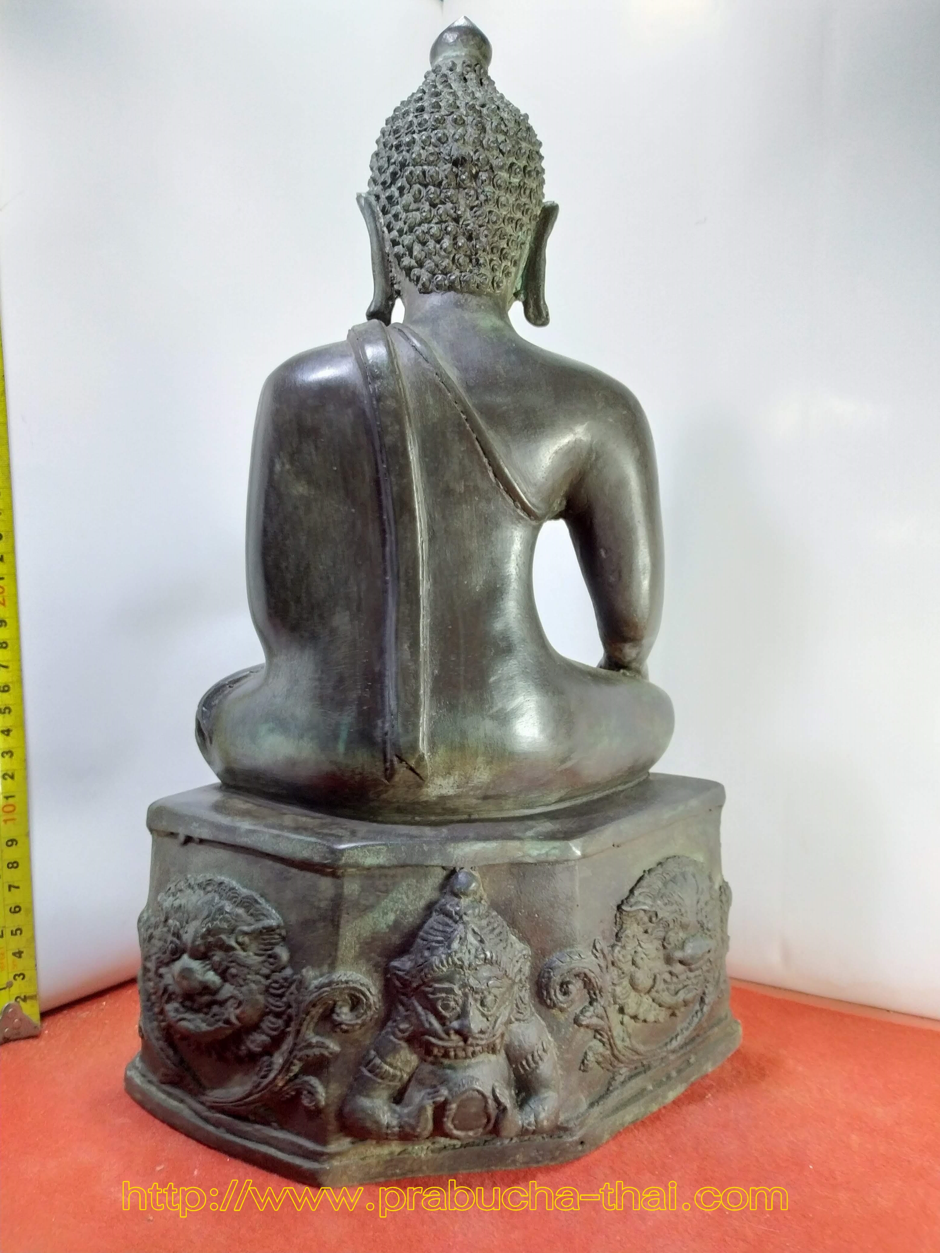 พระเชียงแสน สิงค์1 ฐานเศียรราชสิห์ ราหู หน้าตัก 9 นิ้ว เนื้อโลหะสำริด