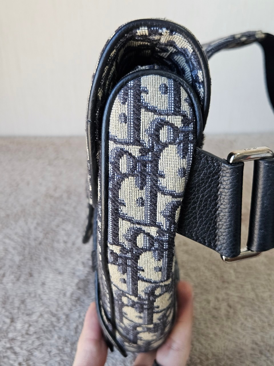 Dior Saddle Beige and Black Oblique Jacquard