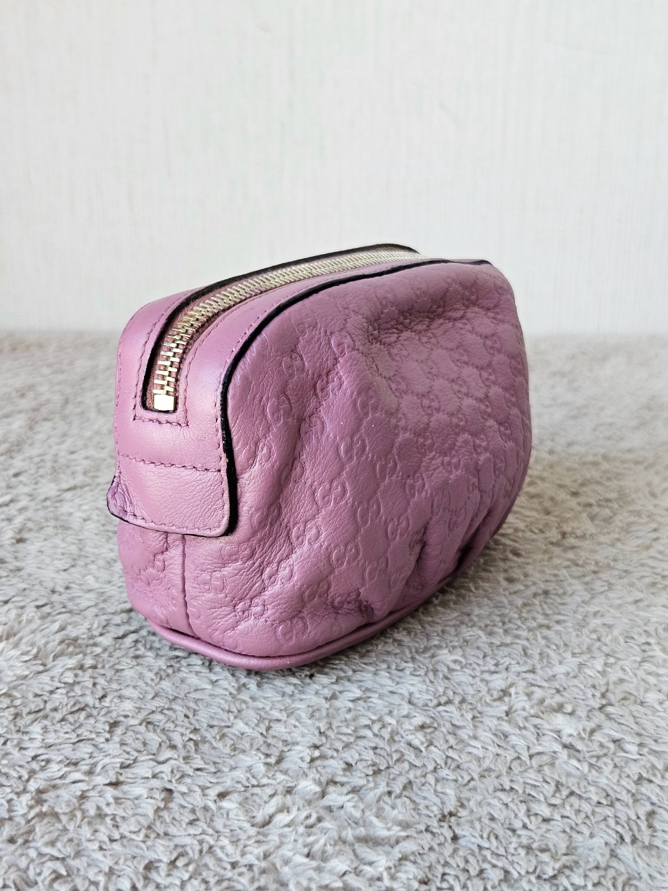 Gucci Small Pouch Cosmetic Pink Leather Interlocking G