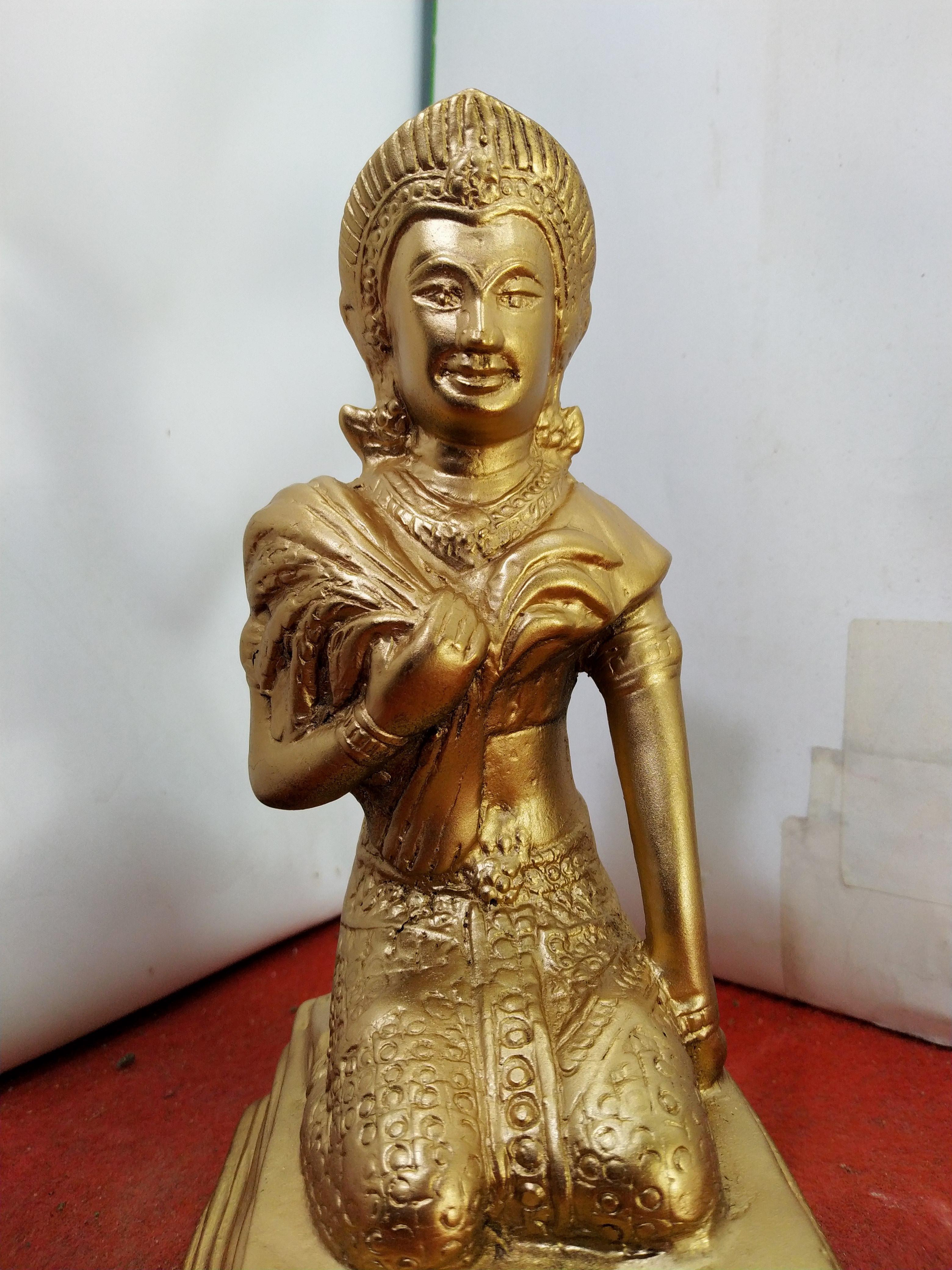 พระแม่โพสพ เทวีแห่งข้าวพันธุ์ธัญญาหาร เนื้อโลหะทองเหลืองพ่นทรายสีทอง